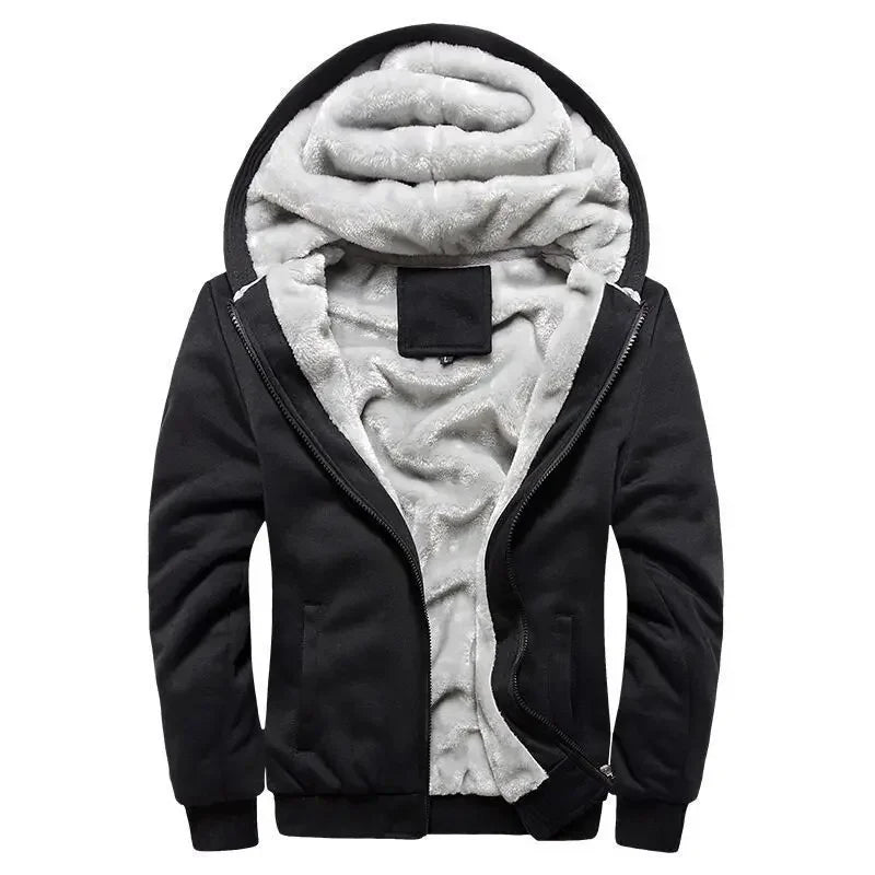 Men’s Fleece-Lined Hoodie with Camouflage Sleeves and Full Insulation