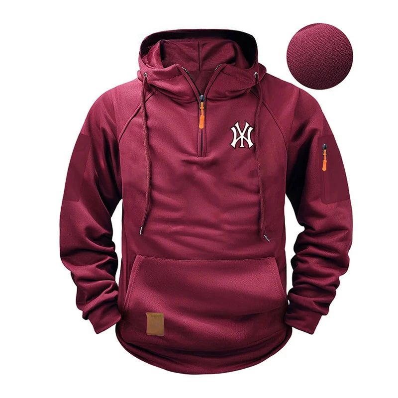 Men’s Urban Utility Hoodie with Sleeve Pocket and Half-Zip