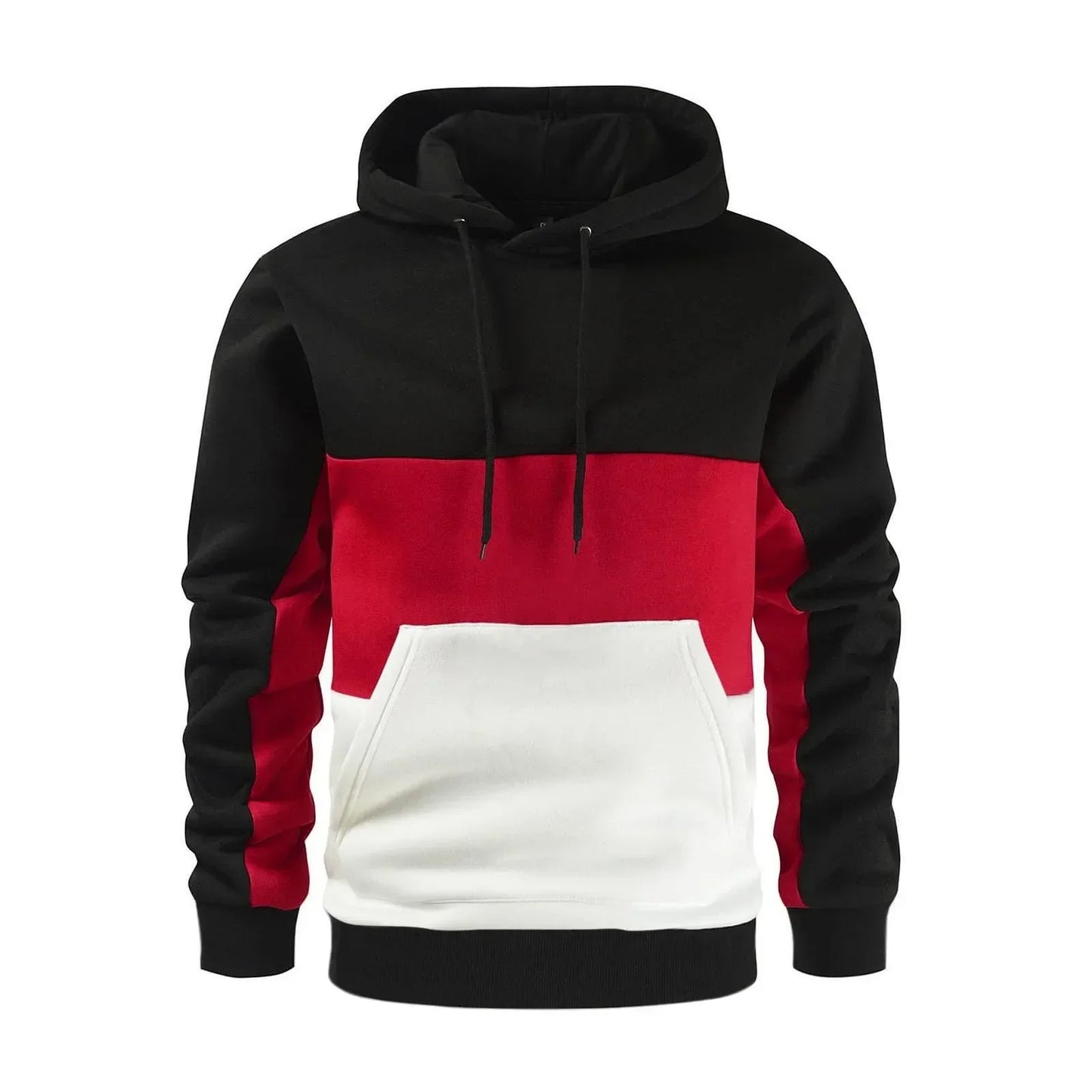 Men’s Modern Geometric Panel Pullover Hoodie – Casual Streetwear for Everyday Comfort
