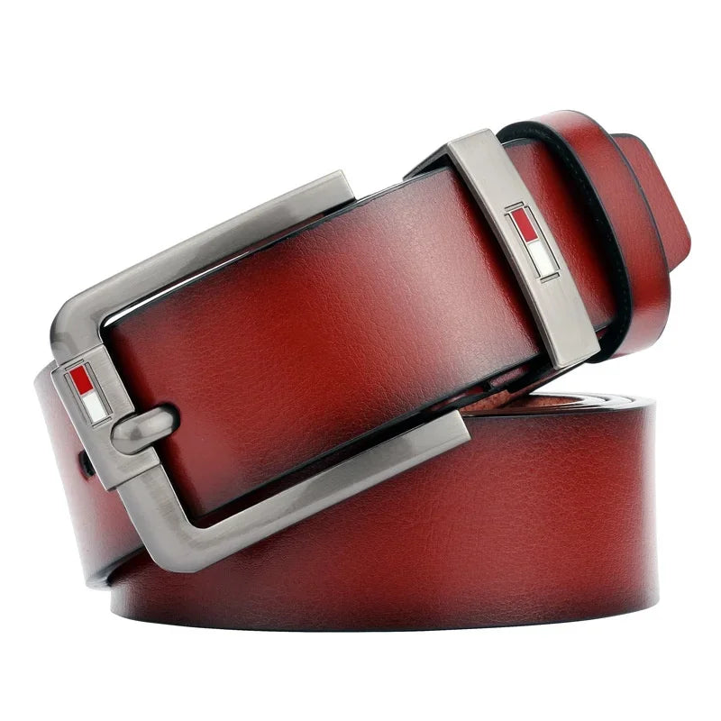 Men’s Genuine Leather Belt with Modern Buckle – Durable and Versatile