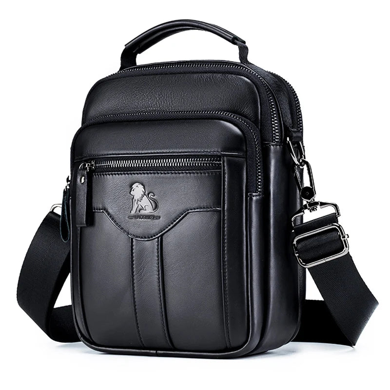 Men’s Vintage Leather Shoulder Bag – Small Crossbody Messenger with Multi-Pockets for Work, Travel & Daily Use