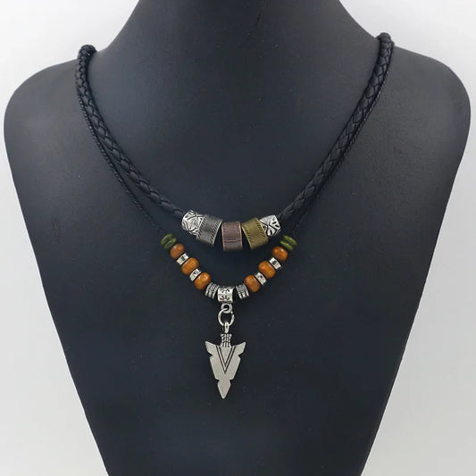 Men’s Tribal Necklace with Arrowhead Pendant