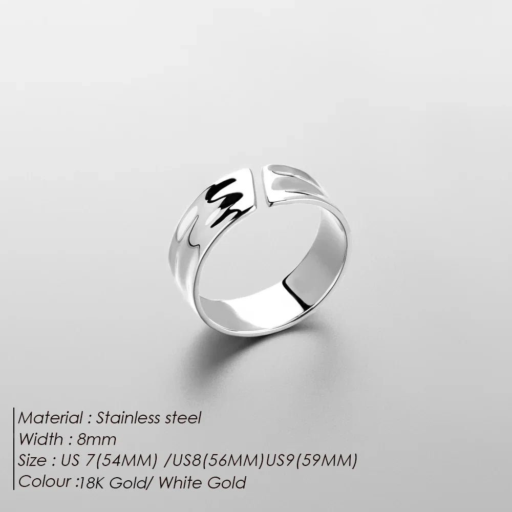 Wide Stainless Steel Ring, Simple Punk Style, Suitable for Men