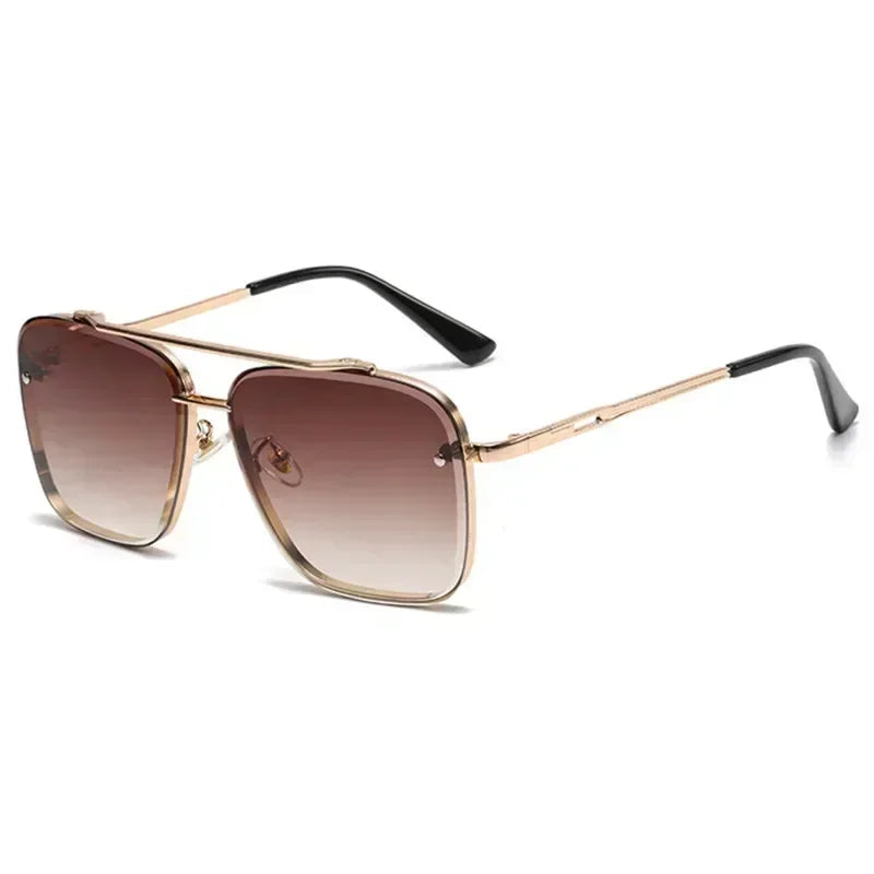 Aviator-Style Sunglasses with Geometric Lens Design – Modern Elegance UV400