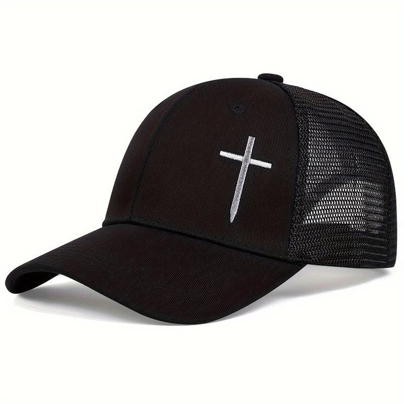 Cross Embroidered Trucker Cap