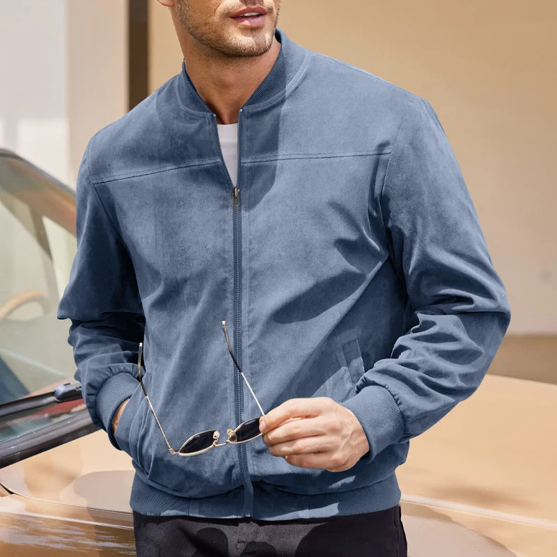 Men’s Minimalist Casual Jacket with Front Zipper Closure