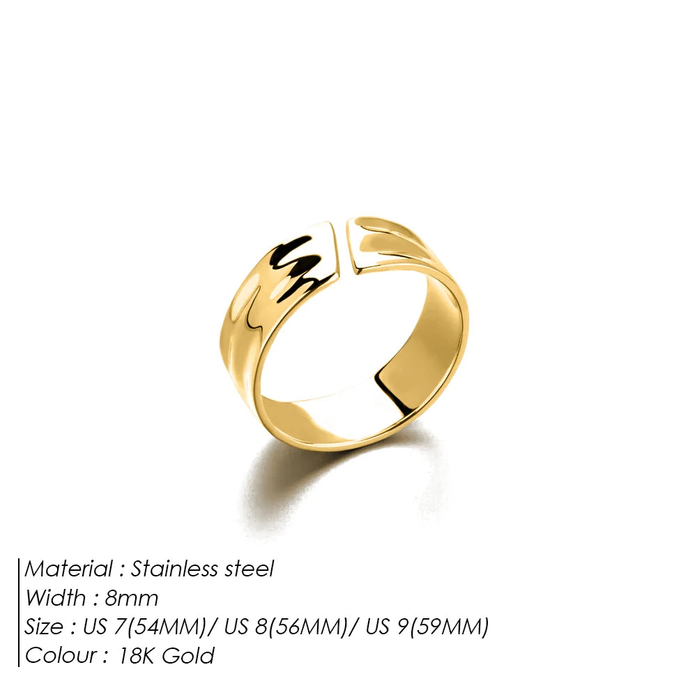 Wide Stainless Steel Ring, Simple Punk Style, Suitable for Men