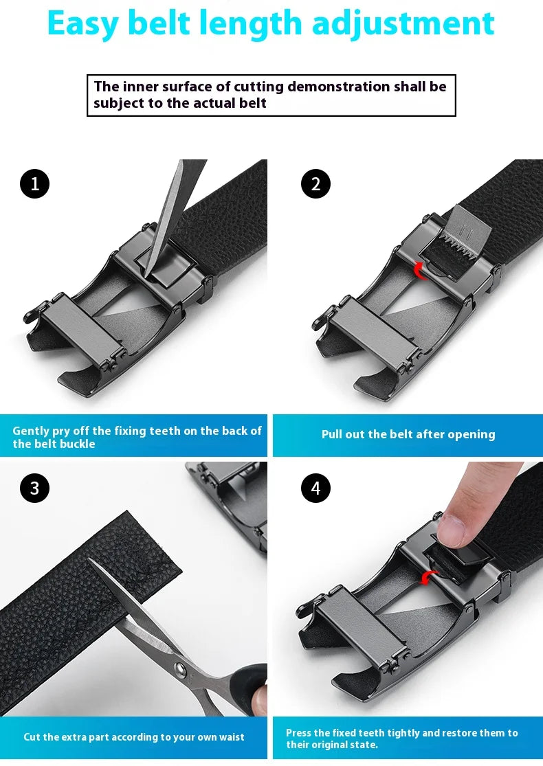 Men’s Automatic Leather Belt – Minimalist Buckle