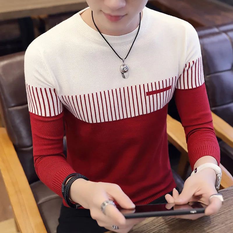 Men’s Sweater with Vertical Stripe Detail