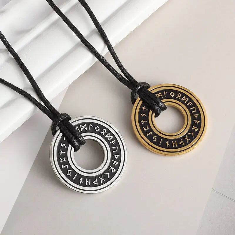 Viking Rune Circle Pendant Necklace