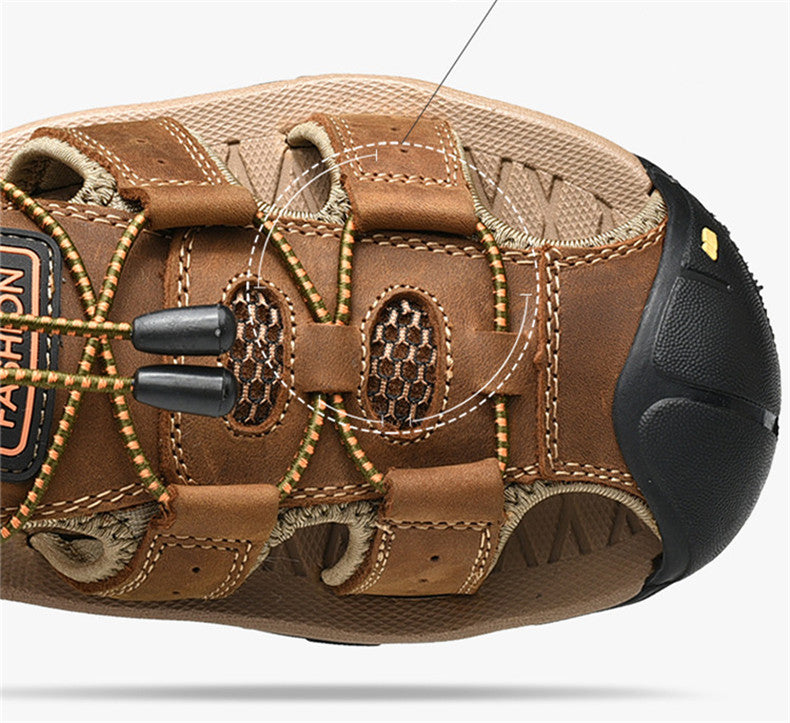 Men's Summer Sandals in Genuine Leather - Casual and Comfortable Footwear