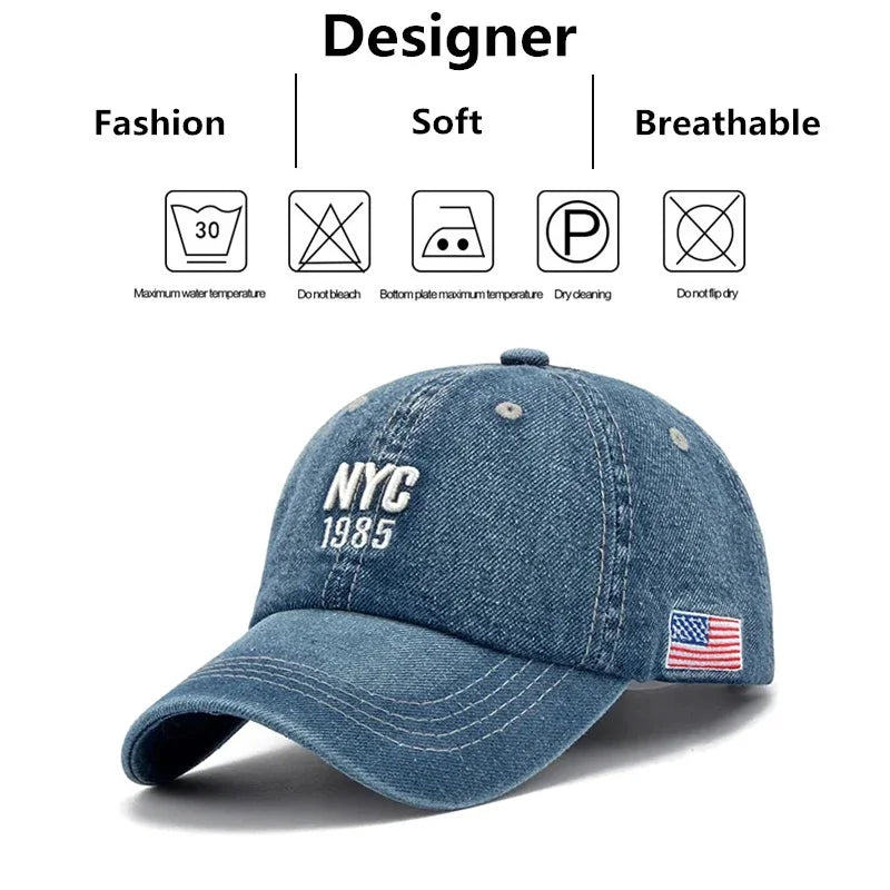 NYC Embroidered Denim Cap