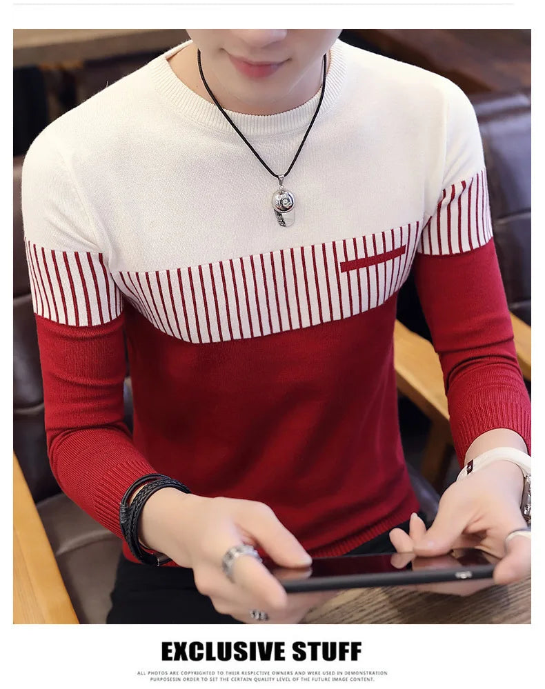 Men’s Sweater with Vertical Stripe Detail