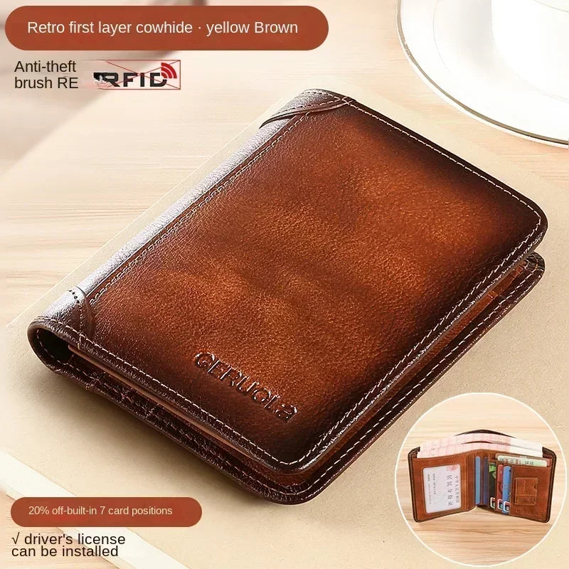 Men’s Leather Wallet with Classic Design and Reinforced Stitching