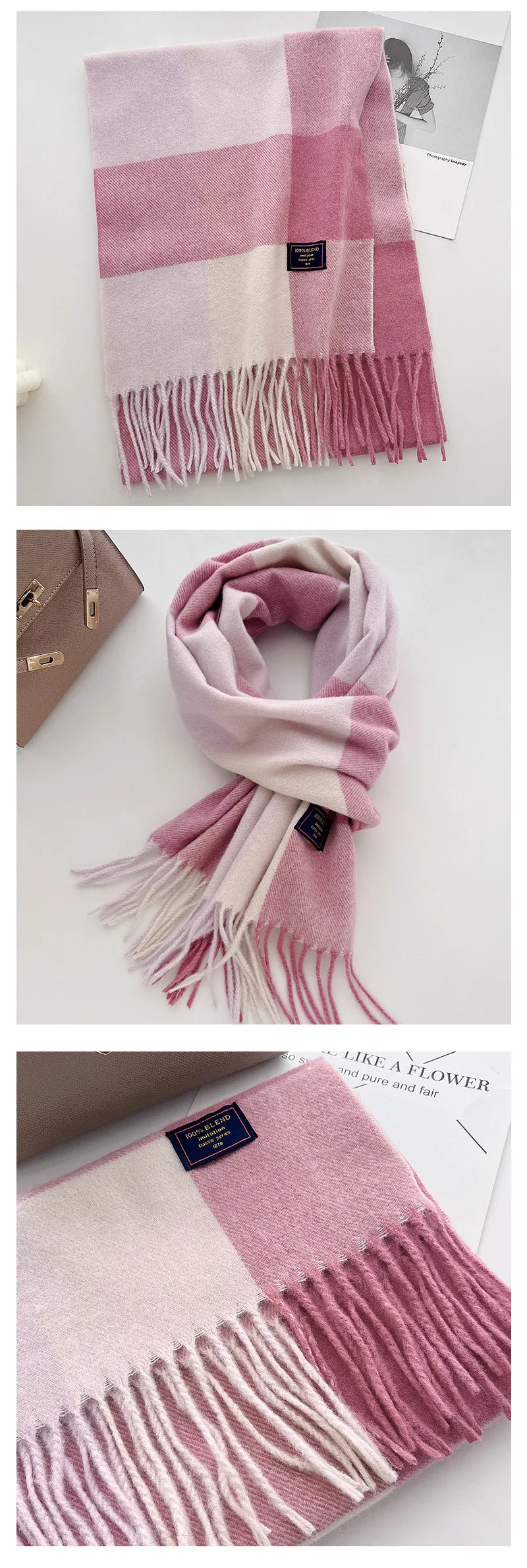 Classic Checkered Scarf with Fringes – Style and Comfort