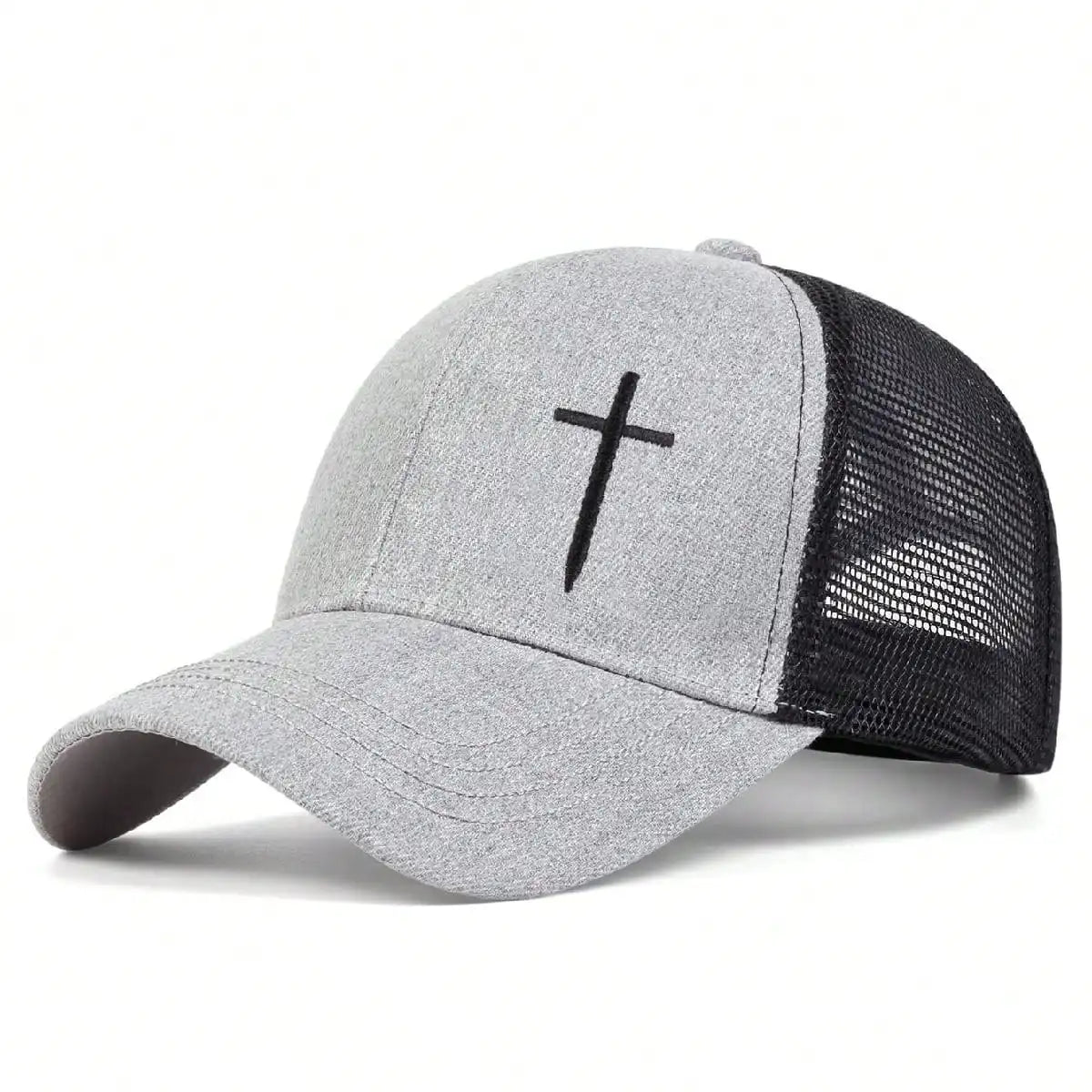 Cross Embroidered Trucker Cap