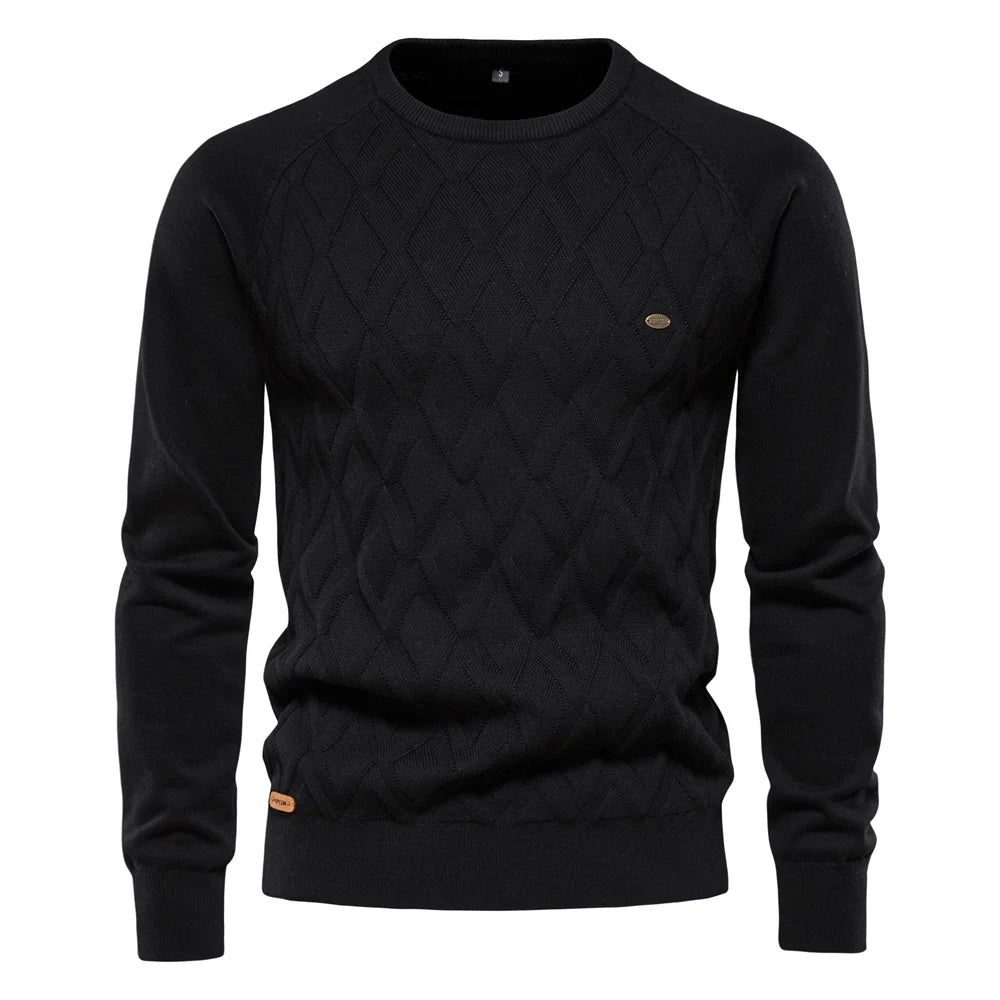 Men’s Diamond Knit Sweater – Subtle Elegance for Cold Days