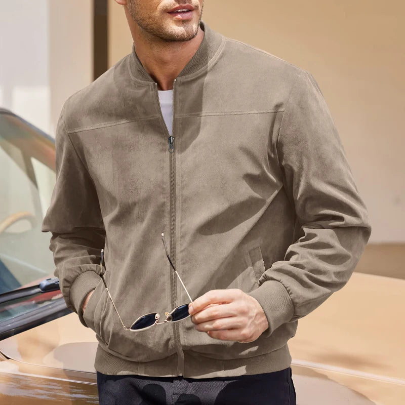 Men’s Minimalist Casual Jacket with Front Zipper Closure