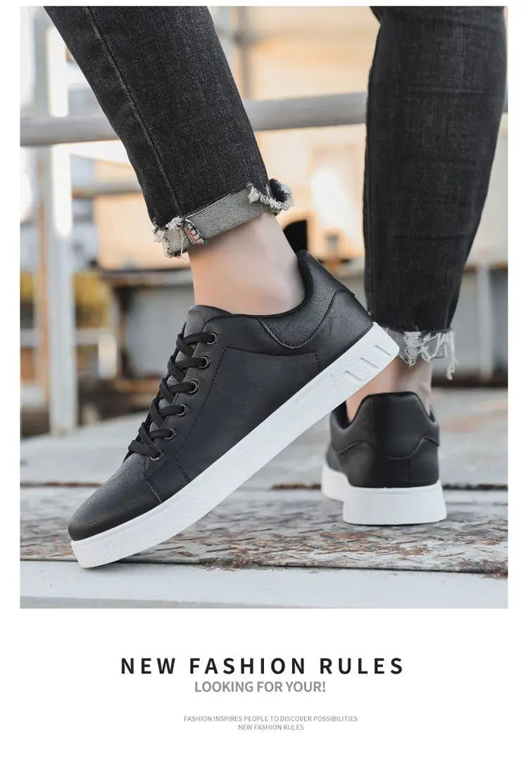 Men's Leather Shoes - Fashion Casual, Outdoor Sneakers