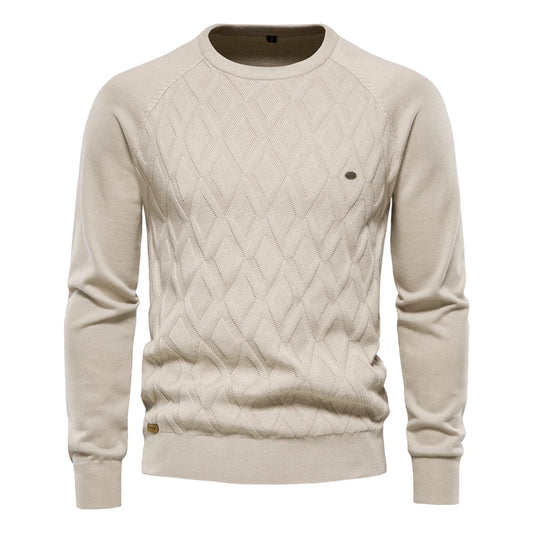 Men’s Diamond Knit Sweater – Subtle Elegance for Cold Days