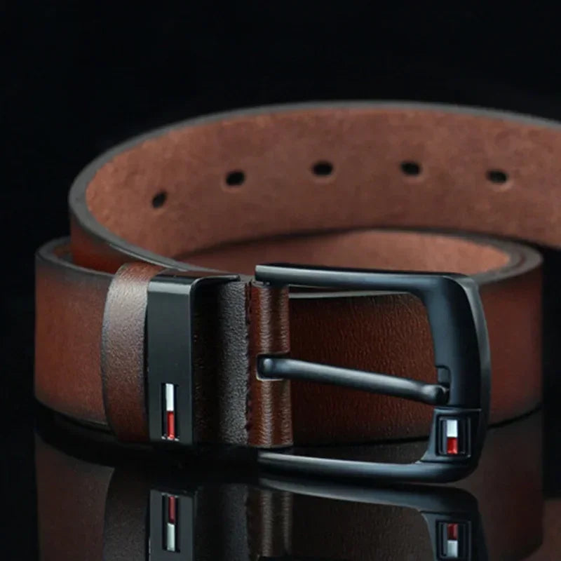 Men’s Genuine Leather Belt with Modern Buckle – Durable and Versatile