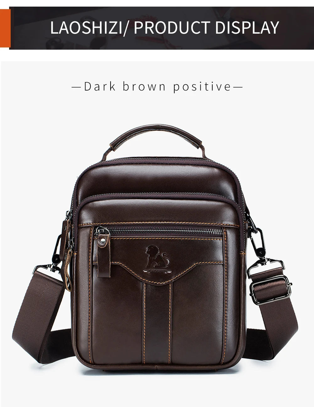 Men’s Vintage Leather Shoulder Bag – Small Crossbody Messenger with Multi-Pockets for Work, Travel & Daily Use