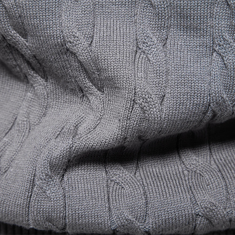 Men’s Cable Knit Sweater with Embroidery – Classic Style with a Unique Touch