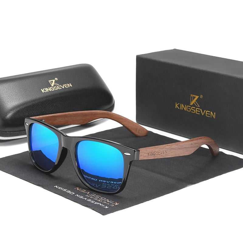 Handmade Men's Wooden Frame Sunglasses with UV400 Protection