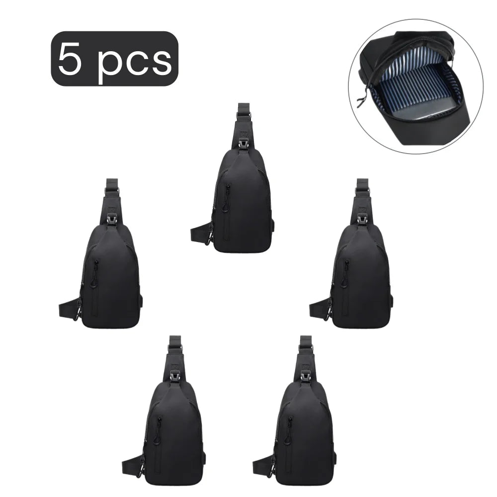 Men’s Anti-Theft Sling Bag with USB Charging Port – Waterproof Crossbody Chest Bag