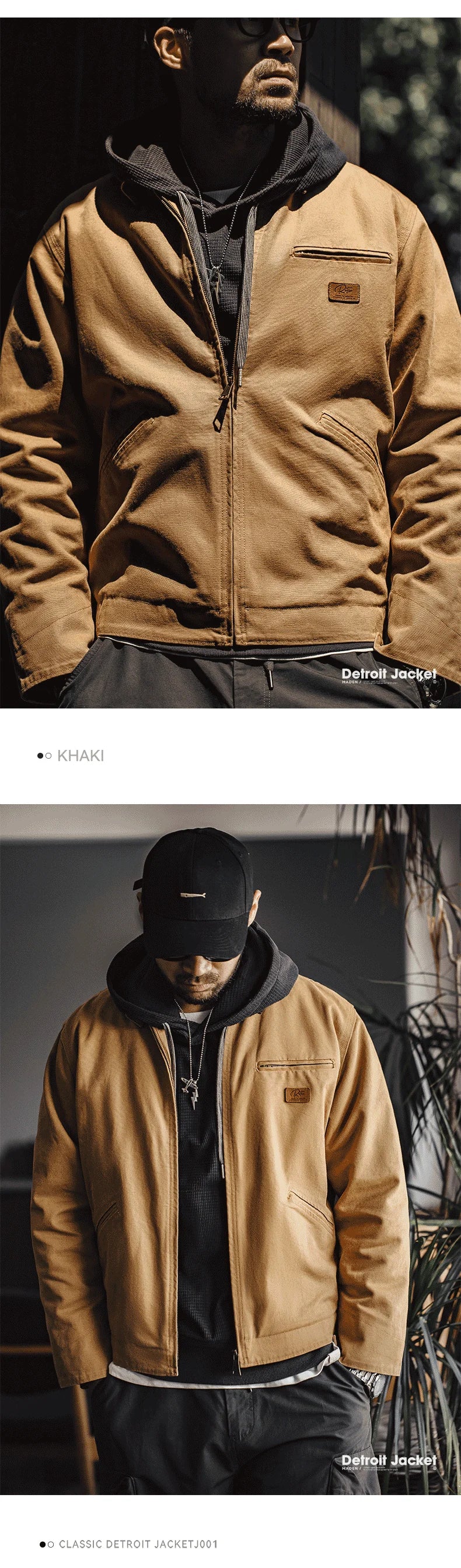 Men’s Workwear Style Jacket with Front Zipper and Utility Pockets