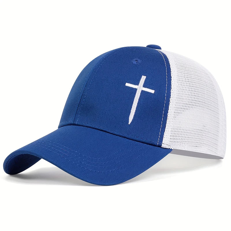 Cross Embroidered Trucker Cap