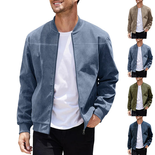Men’s Minimalist Casual Jacket with Front Zipper Closure