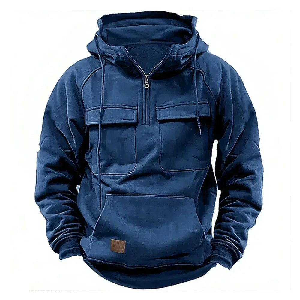 Men’s Hoodie with Front Zipper and Utility Style Chest Pockets
