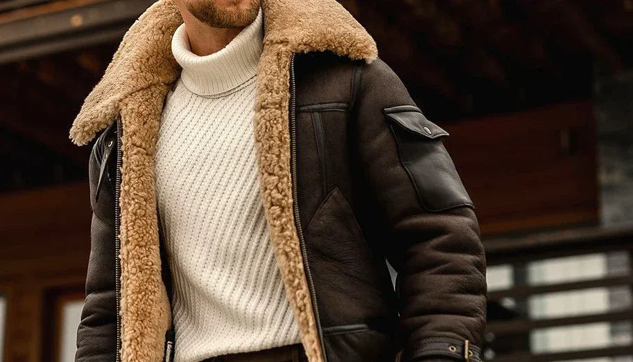 Men’s Aviator Jacket with Faux Fur Collar