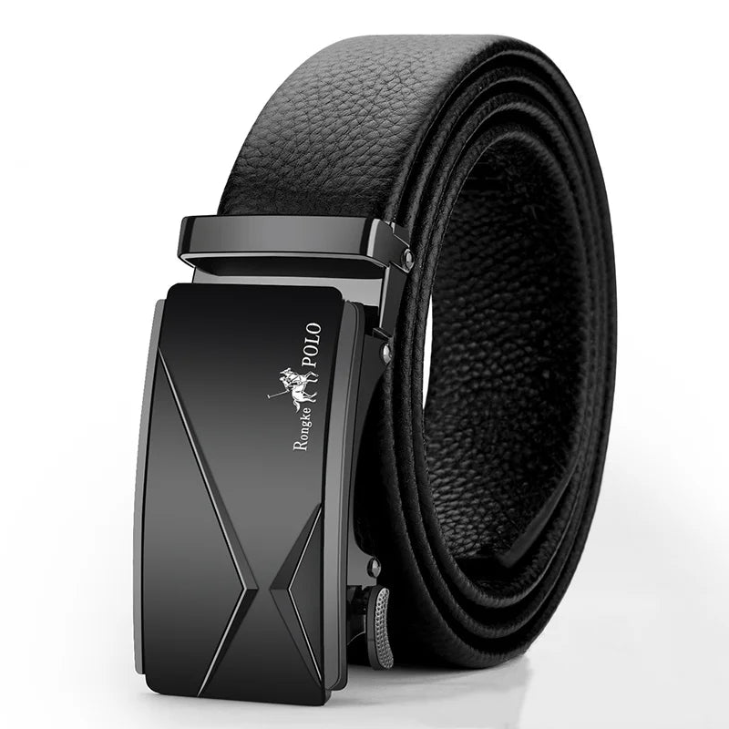Men's Genuine Leather Belt, Automatic Belt with Adjustable Waistband
