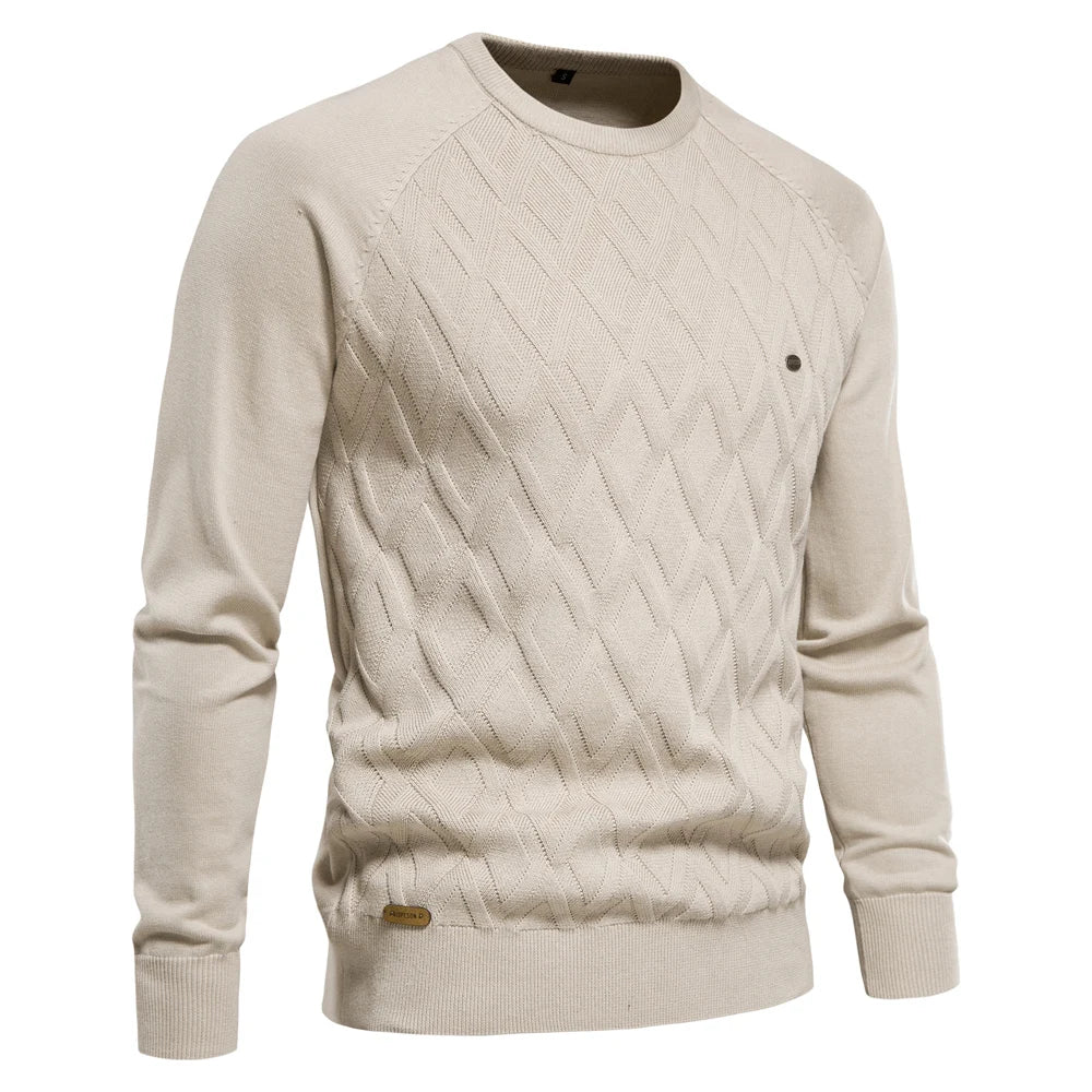 Men’s Diamond Knit Sweater – Subtle Elegance for Cold Days