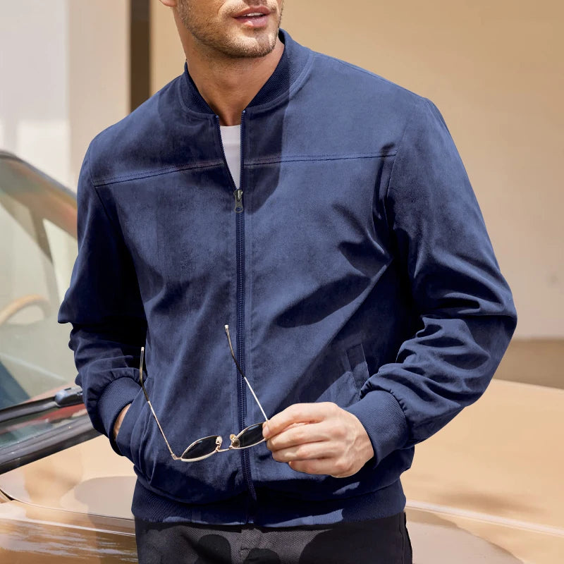 Men’s Minimalist Casual Jacket with Front Zipper Closure