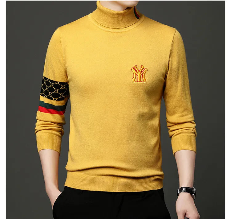 Men’s Slim Fit Knit Sweater with Sporty Sleeve Detail – Urban Elegance with Attitude