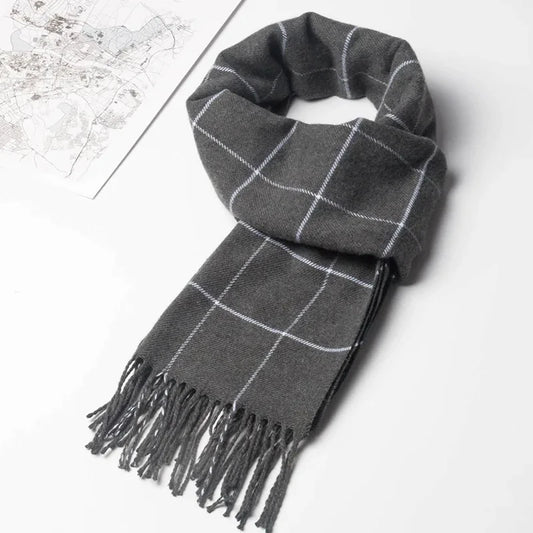 Men’s Checkered Scarf – Stylish with Fringes