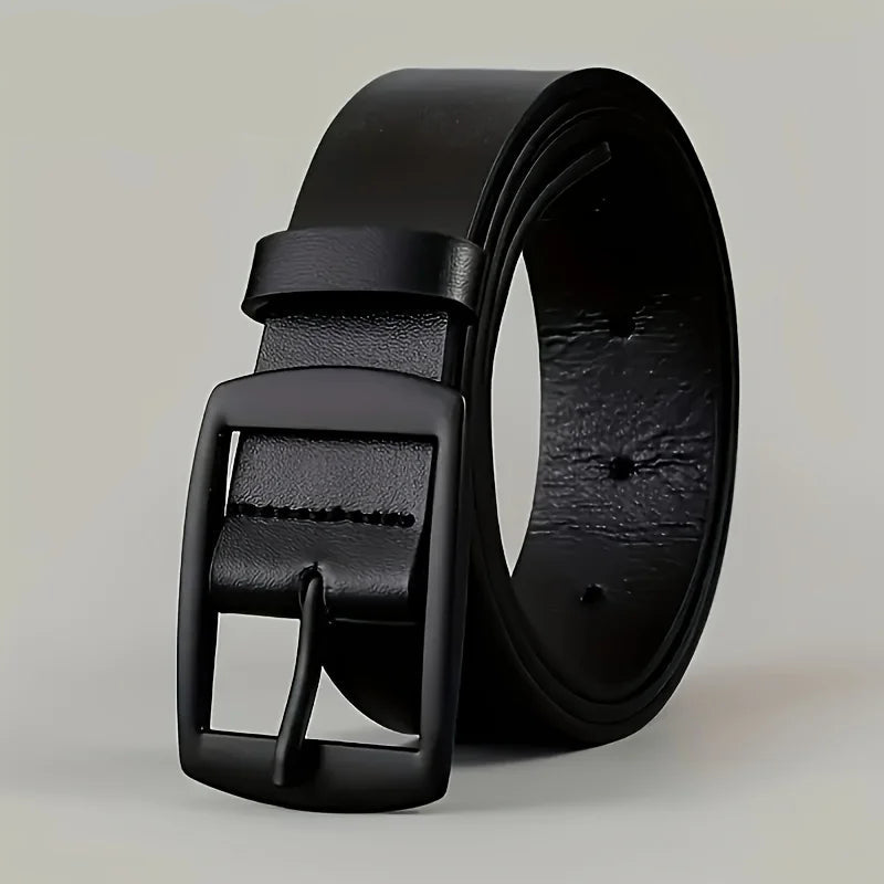 Luxury Men's Belt, Synthetic Leather Belt, Metal Buckle, High Quality