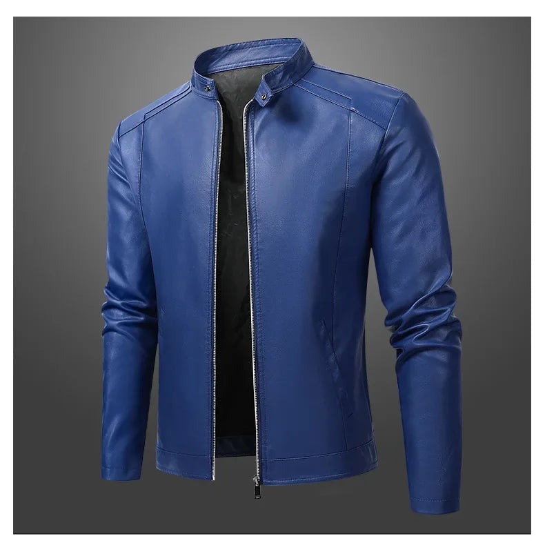 Men’s Biker-Style Jacket with Contrasting Panels and Functional Zippers