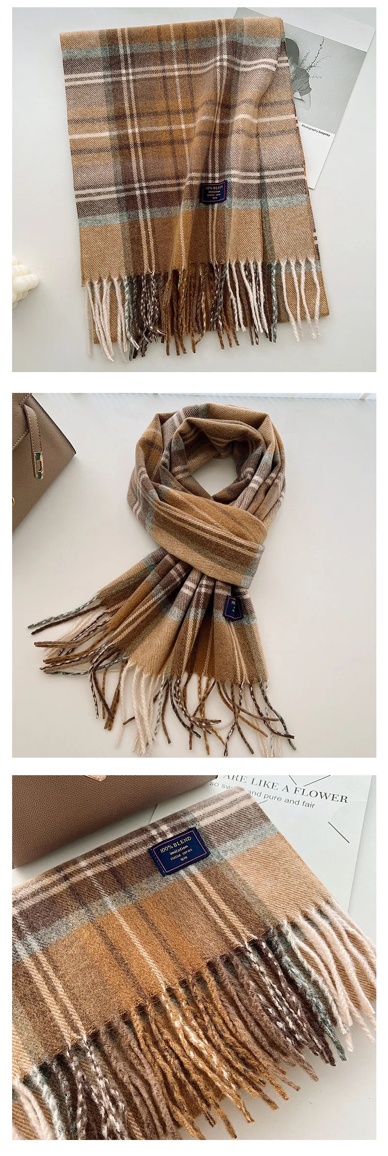 Classic Checkered Scarf with Fringes – Style and Comfort