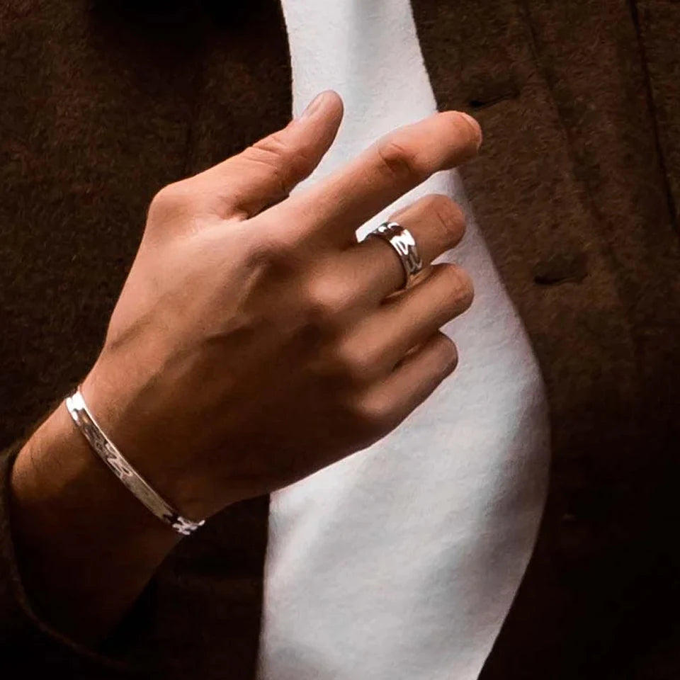 Wide Stainless Steel Ring, Simple Punk Style, Suitable for Men