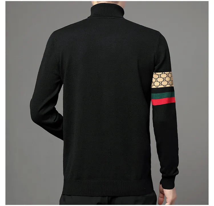 Men’s Slim Fit Knit Sweater with Sporty Sleeve Detail – Urban Elegance with Attitude