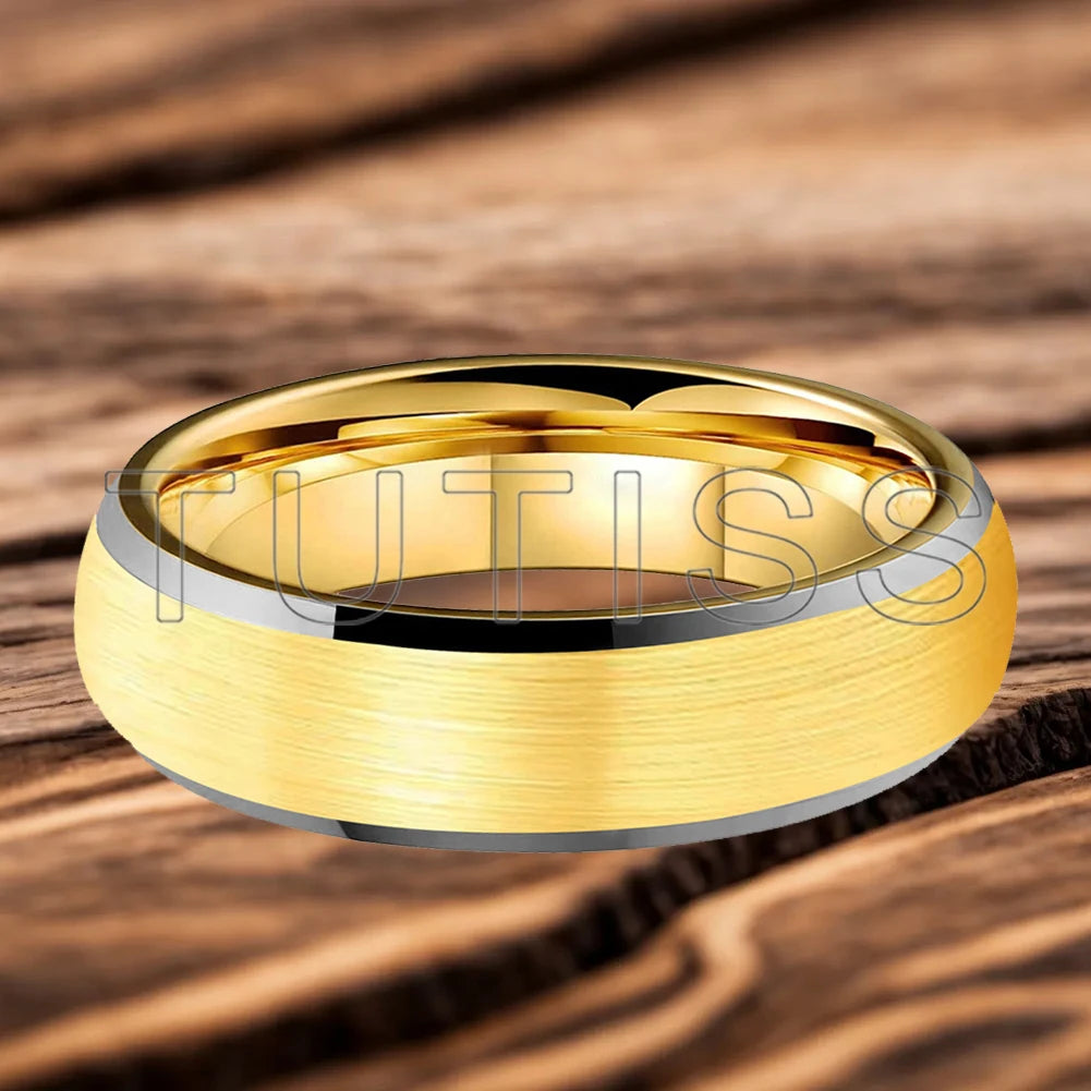 6/8mm Tungsten Carbide Engagement Ring for Men, Modern Engagement Ring Dome, Brushed Slant Edge