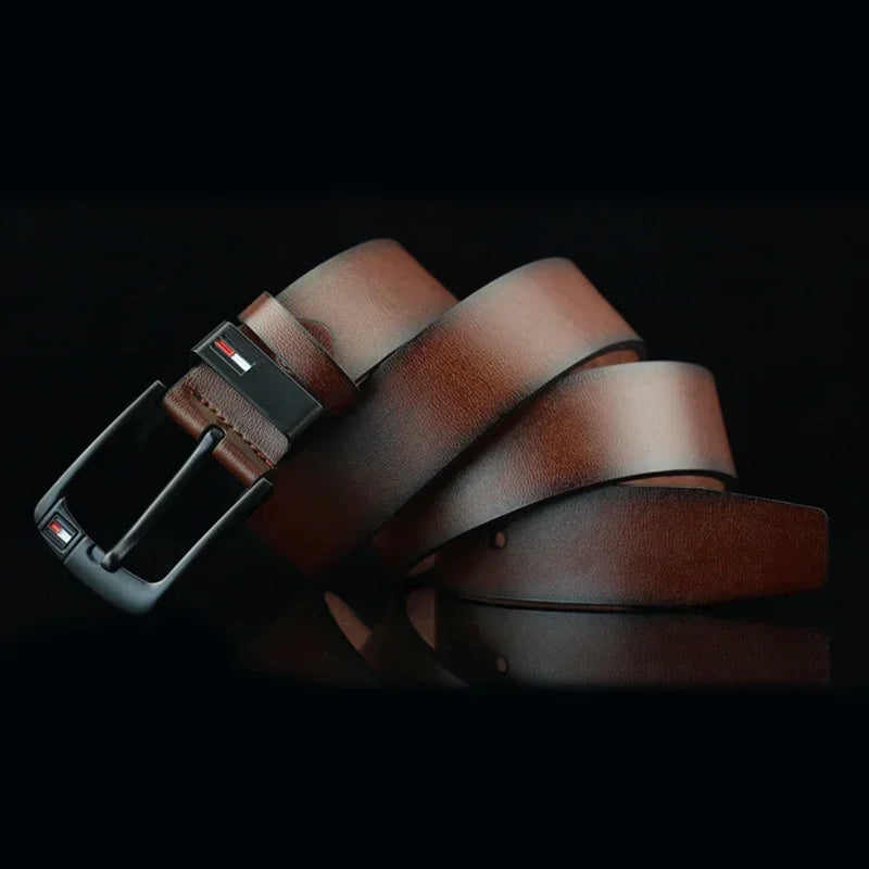 Men’s Genuine Leather Belt with Modern Buckle – Durable and Versatile