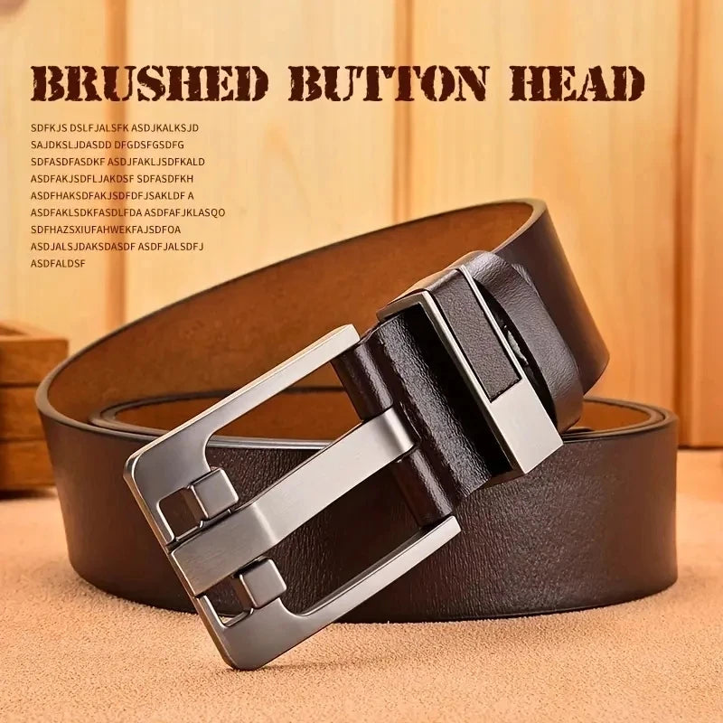 Men’s Genuine Leather Belt with Modern Metal Buckle – Durable and Adjustable