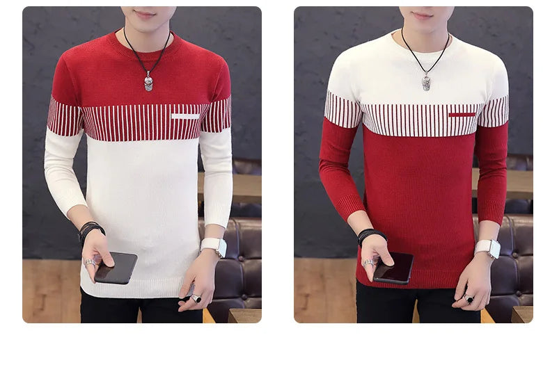 Men’s Sweater with Vertical Stripe Detail