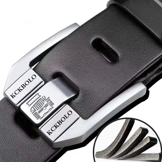 Men’s Genuine Leather Belt with Branded Buckle – Stylish and Durable