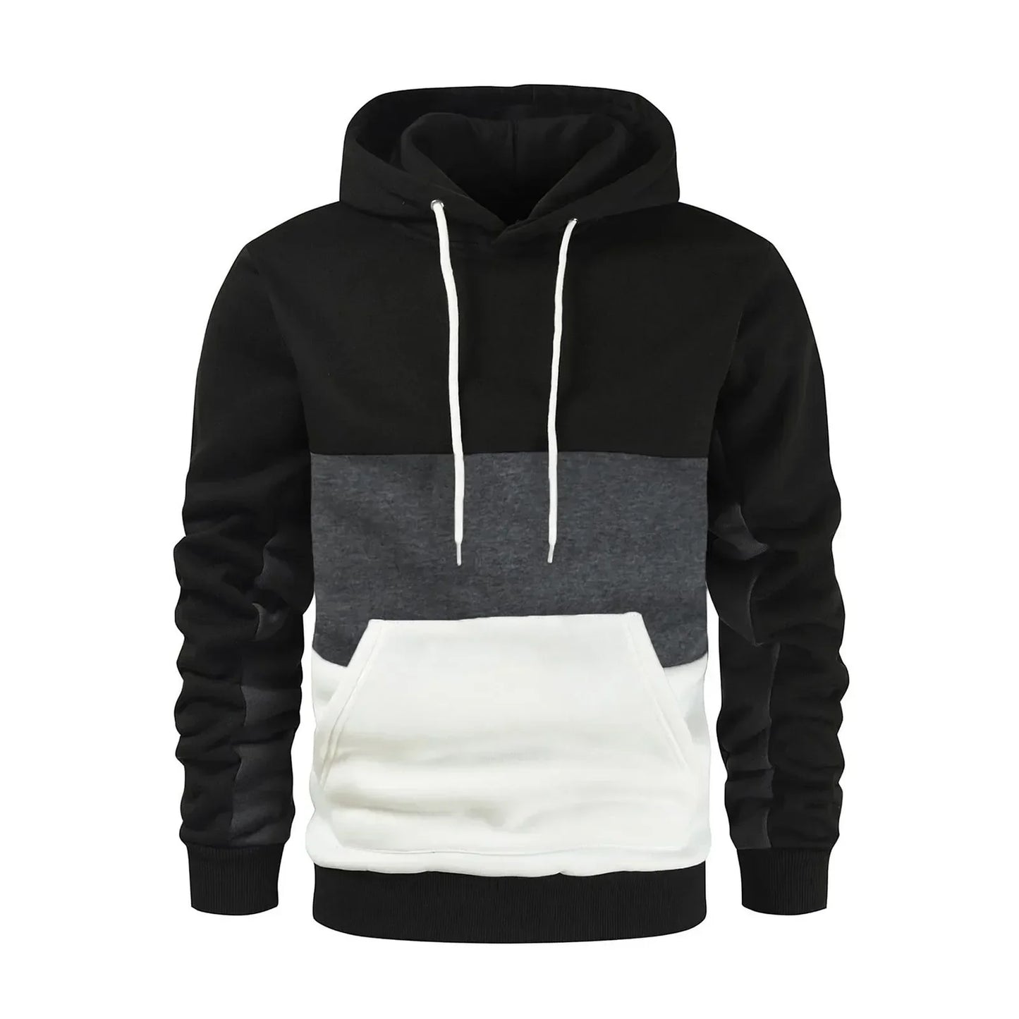 Men’s Modern Geometric Panel Pullover Hoodie – Casual Streetwear for Everyday Comfort